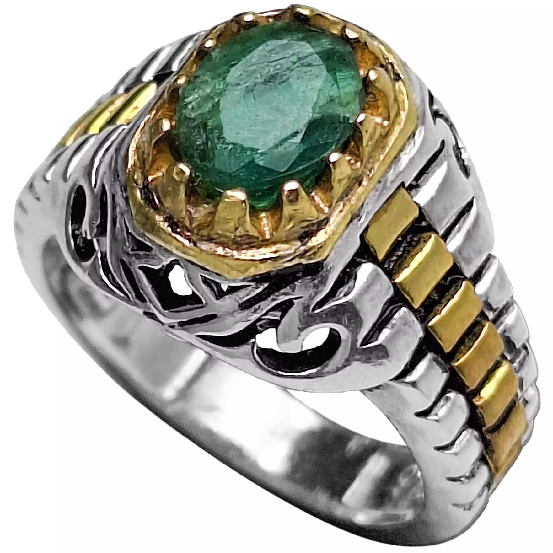 انگشتر نقره مردانه زمرد زامبیا رکاب رولکسی