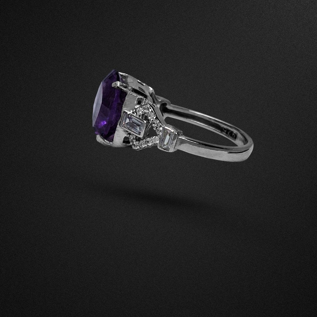 انگشتر نقره زنانه آمیتیست تراش لیزر مربع