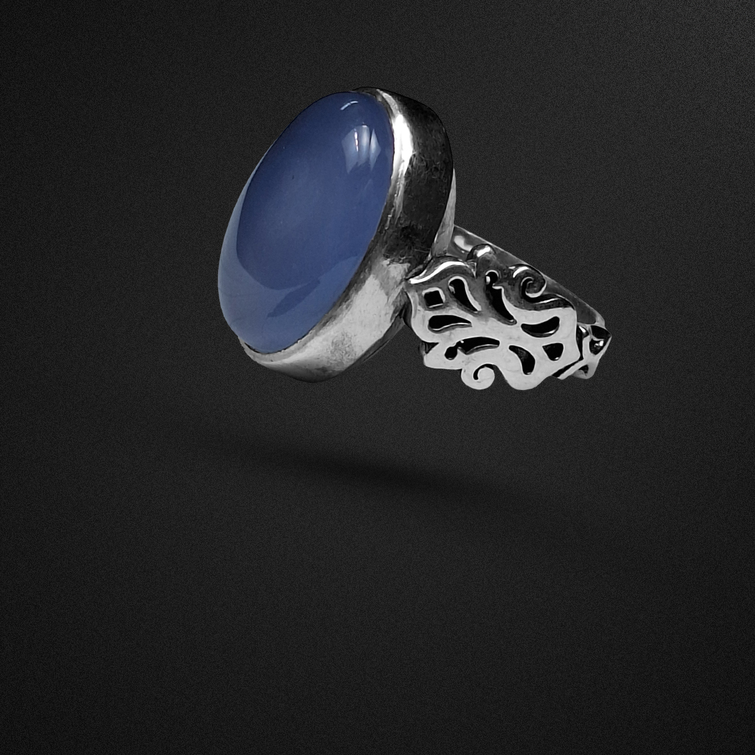 انگشتر نقره مردانه عقیق کبود سوسنی یمانی رکاب صفوی