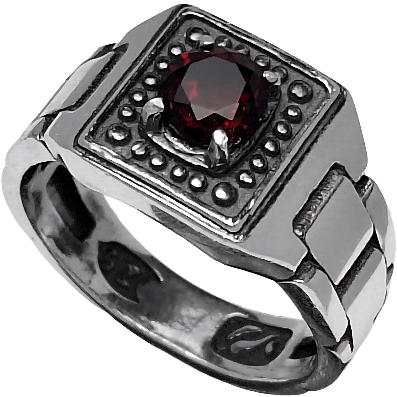 انگشتر نقره مردانه گارنت رودولایت بندساعت