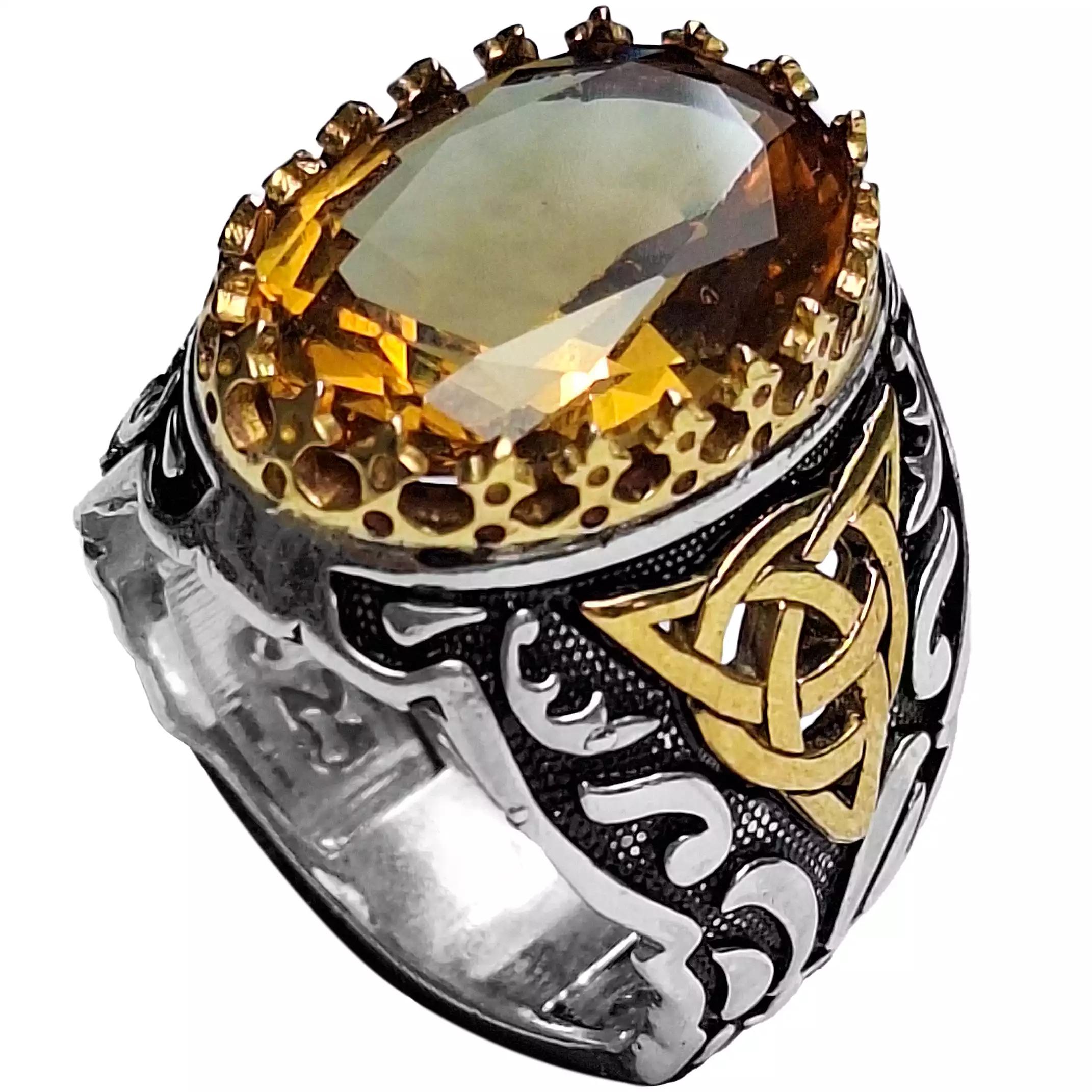  انگشتر نقره مردانه الکساندریت رکاب گره بی‌نهایت