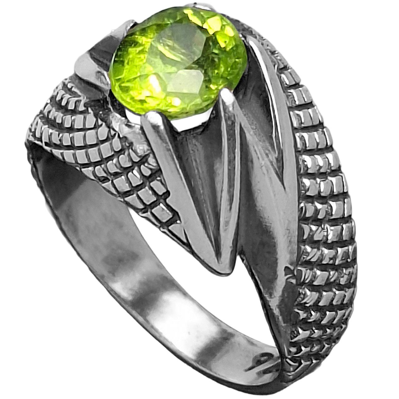 انگشتر نقره مردانه زبرجد دبلیو چنگ